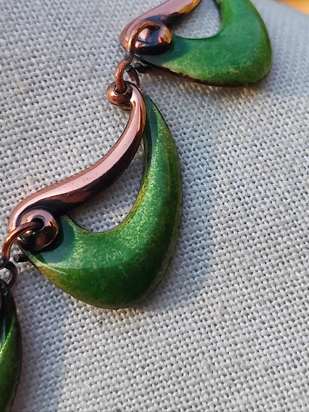 Vintage Renoir Green Enameled Copper Necklace